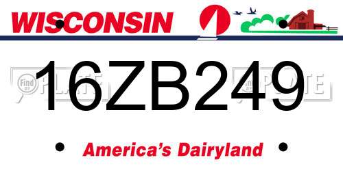 16ZB249 Wisconsin License Plate
