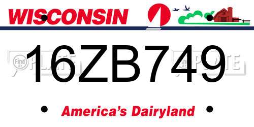 16ZB749 Wisconsin License Plate