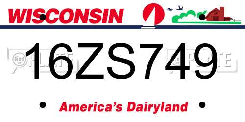 16ZS749 Wisconsin License Plate