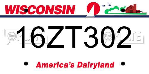 16ZT302 Wisconsin License Plate