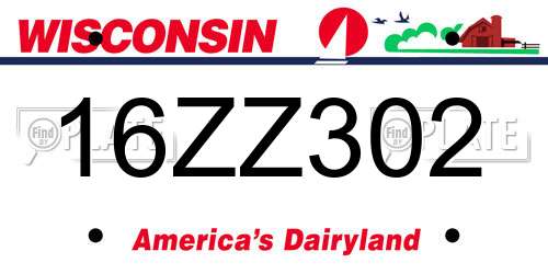 16ZZ302 Wisconsin License Plate