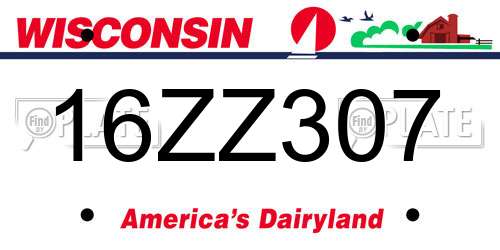 16ZZ307 Wisconsin License Plate