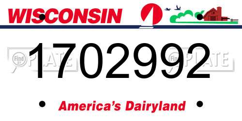 1702992 Wisconsin License Plate