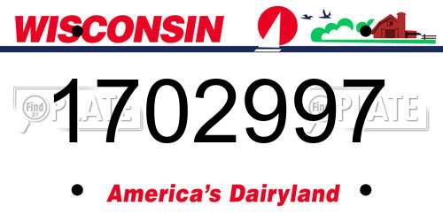 1702997 Wisconsin License Plate