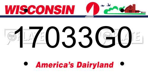 17033G0 Wisconsin License Plate