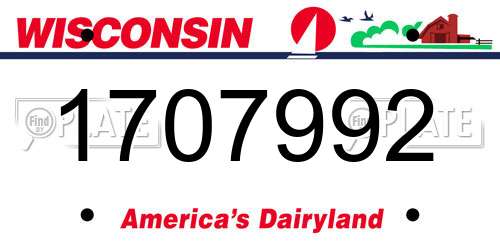 1707992 Wisconsin License Plate