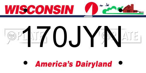 170JYN Wisconsin License Plate