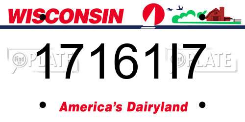 17161I7 Wisconsin License Plate