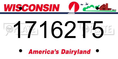 17162T5 Wisconsin License Plate