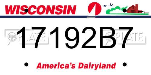 17192B7 Wisconsin License Plate