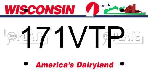 171VTP Wisconsin License Plate