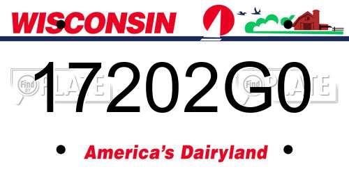17202G0 Wisconsin License Plate