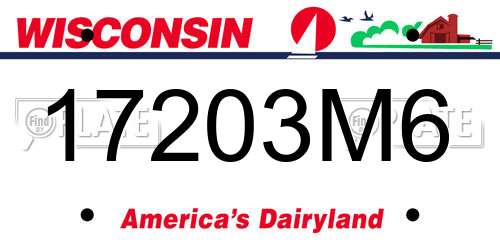 17203M6 Wisconsin License Plate