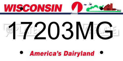 17203MG Wisconsin License Plate