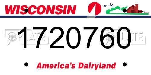 1720760 Wisconsin License Plate
