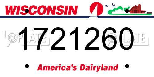 1721260 Wisconsin License Plate