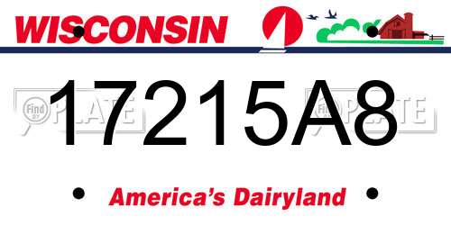 17215A8 Wisconsin License Plate