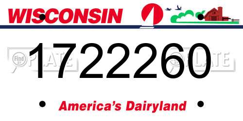 1722260 Wisconsin License Plate