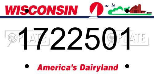 1722501 Wisconsin License Plate