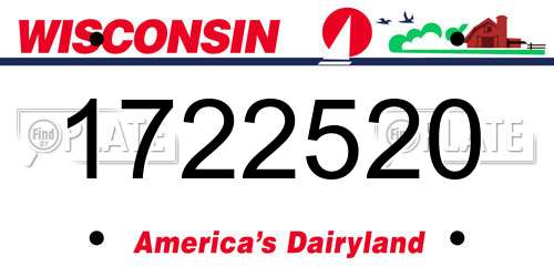 1722520 Wisconsin License Plate