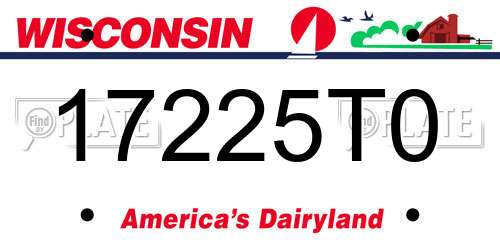 17225T0 Wisconsin License Plate