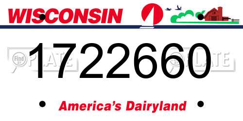 1722660 Wisconsin License Plate