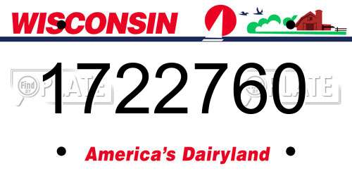 1722760 Wisconsin License Plate