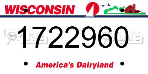 1722960 Wisconsin License Plate