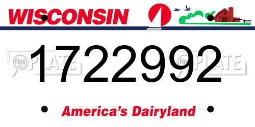 1722992 Wisconsin License Plate
