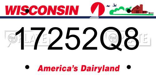 17252Q8 Wisconsin License Plate