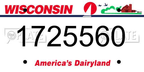 1725560 Wisconsin License Plate