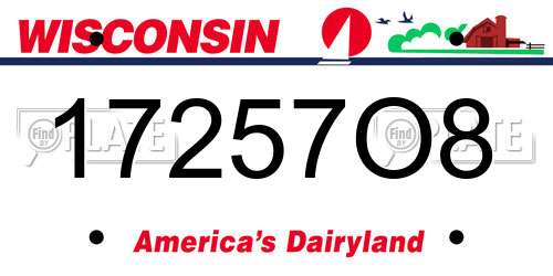 17257O8 Wisconsin License Plate