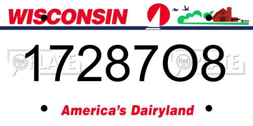 17287O8 Wisconsin License Plate