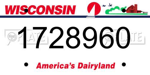 1728960 Wisconsin License Plate