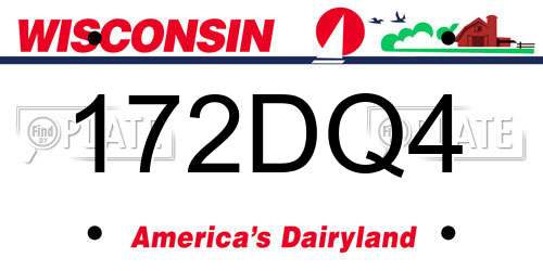 172DQ4 Wisconsin License Plate