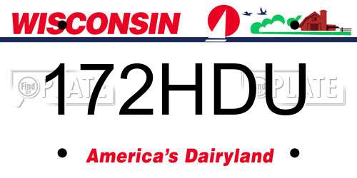 172HDU Wisconsin License Plate