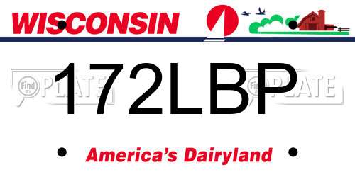 172LBP Wisconsin License Plate