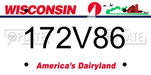 172V86 Wisconsin License Plate