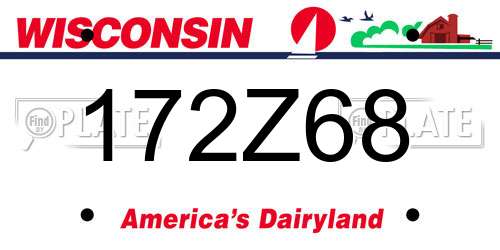 172Z68 Wisconsin License Plate