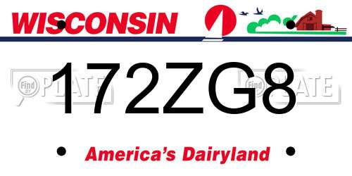 172ZG8 Wisconsin License Plate