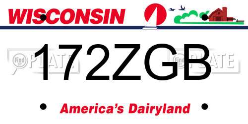 172ZGB Wisconsin License Plate