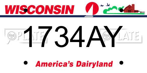 1734AY Wisconsin License Plate