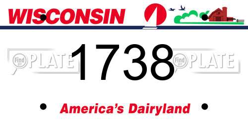 1738 Wisconsin License Plate