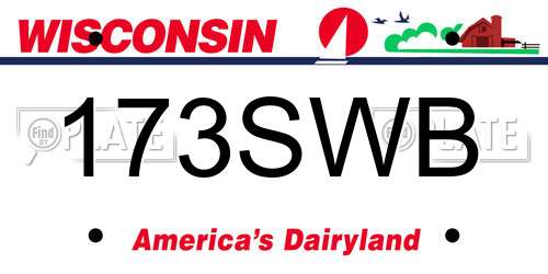 173SWB Wisconsin License Plate