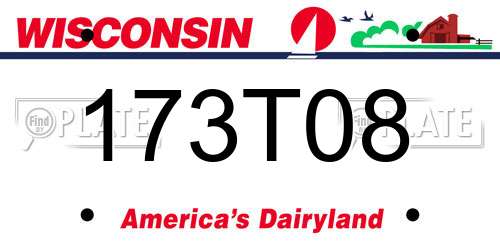 173T08 Wisconsin License Plate