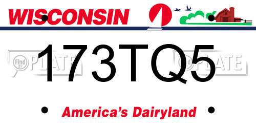 173TQ5 Wisconsin License Plate