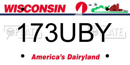 173UBY Wisconsin License Plate