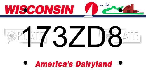 173ZD8 Wisconsin License Plate