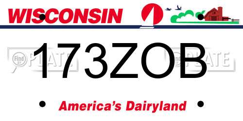173ZOB Wisconsin License Plate
