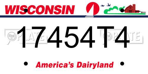 17454T4 Wisconsin License Plate